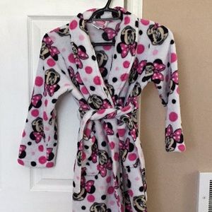 Girls size 10 fleece Minnie Mouse robe